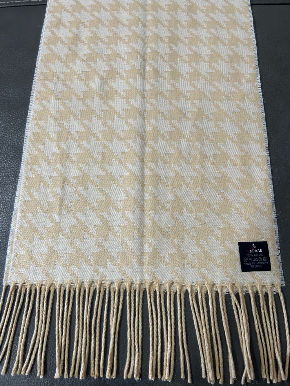 FRAAS houndstooth scarf Made in Germany 60x11 - Picture 3 of 4